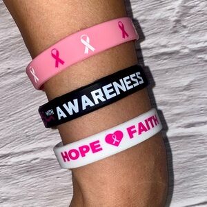 Pink, Black, and White Awareness Bracelets